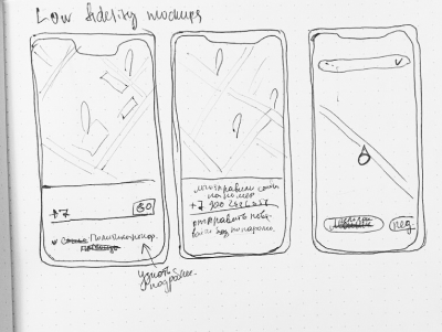 Low fidelity mockups (later we’re decided to change welcome screen)